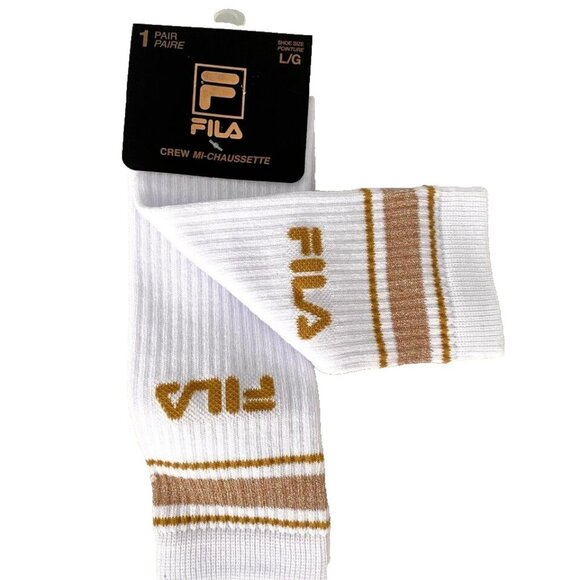 FILA FL0025 Crew Socks White Gold L